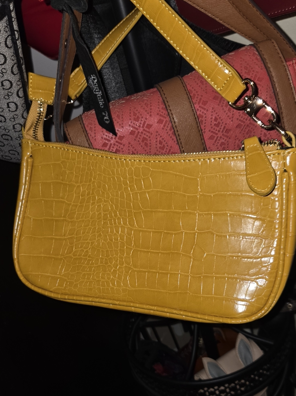 Convertible Crocodile Textured Bag